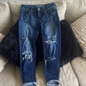 American Eagle Outfitters Dark Blue Ripped jeggung jean